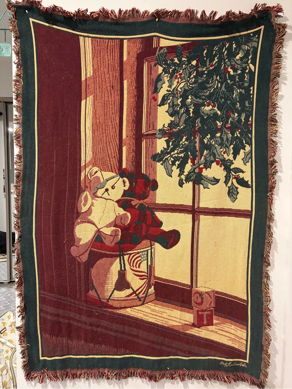 Bob Timberlake “Bears in Window” fringed throw